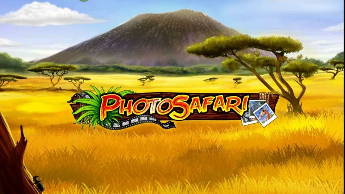 Interface do jogo de slot Photo Safari em um dispositivo móvel